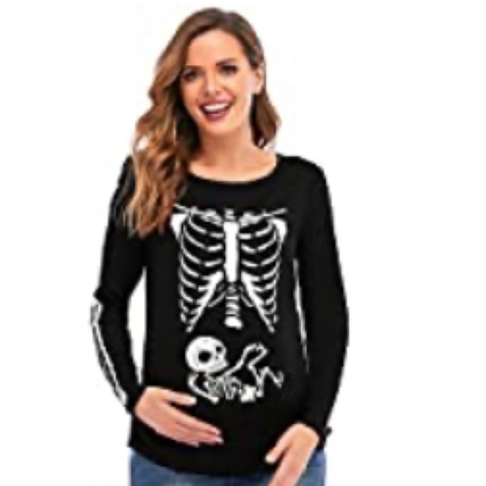 Maternity Halloween Skeleton Shirt, size M